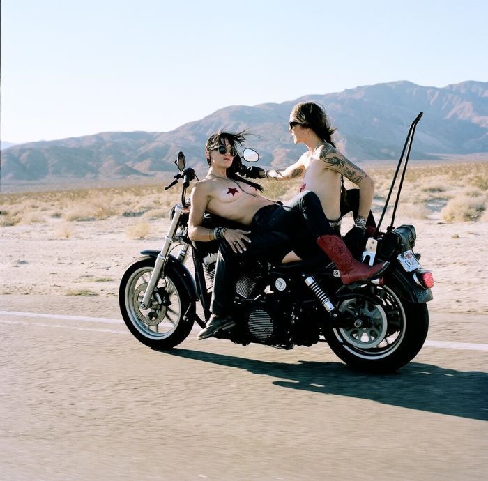 Girls on a motorcycle in New Delhi